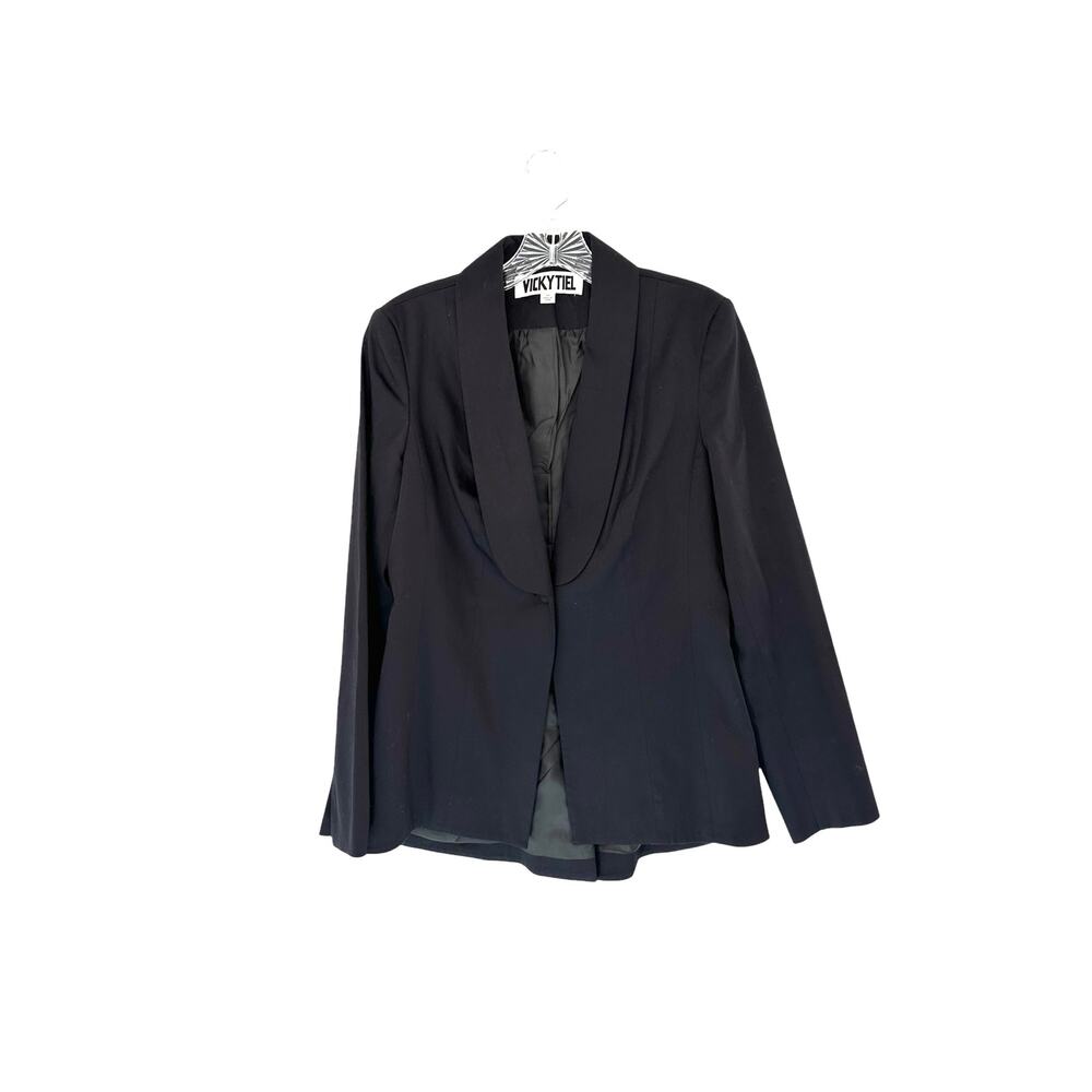 Vicky Tiel Black Business Corporate‎ Office Work Single Breasted Blazer Size 10